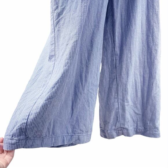 BRIXTON Beatrice Fitted Wide-Leg Jumpsuit in Blue & White Stripes Size S - Picture 5 of 10